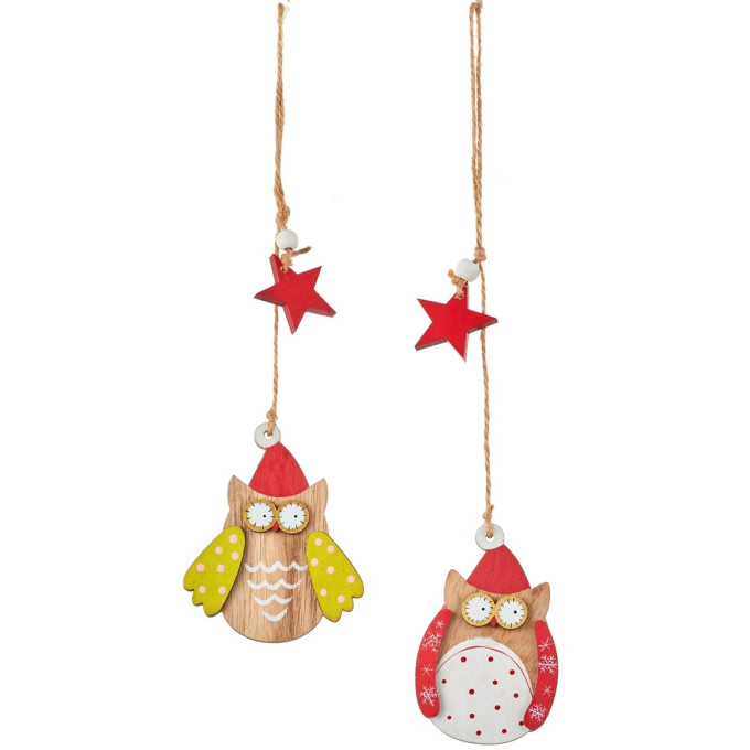 Подвеска сова HOUSE OF SEASONS, 8*30 см, красная/зеленая 83263